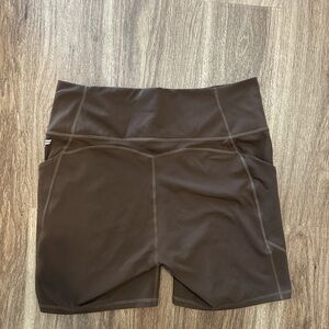 Fabletics PureLuxe The Oasis 6” brown high waisted biker shorts